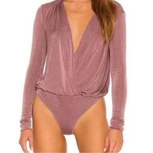 Free People Turnt Bodysuit in Mauve Woods euc M